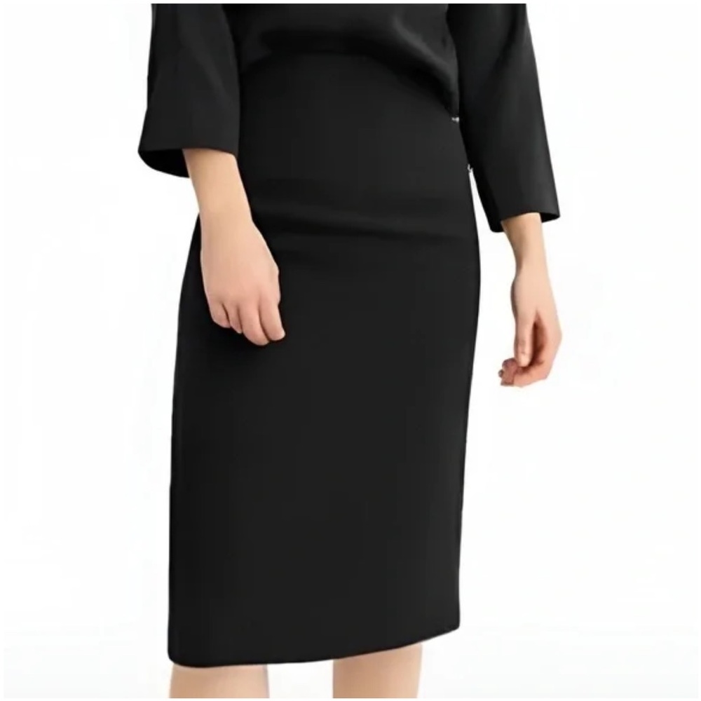 J. Crew 365 Crepe Knee Length Pencil Skirt in Black